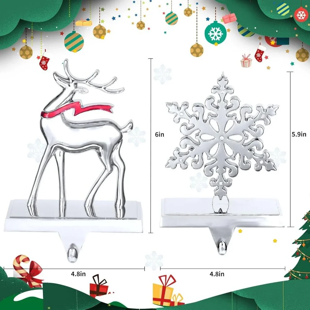 Weighted Christmas Stocking Holders Set of 2 - Stylish Mantel Décor Pieces